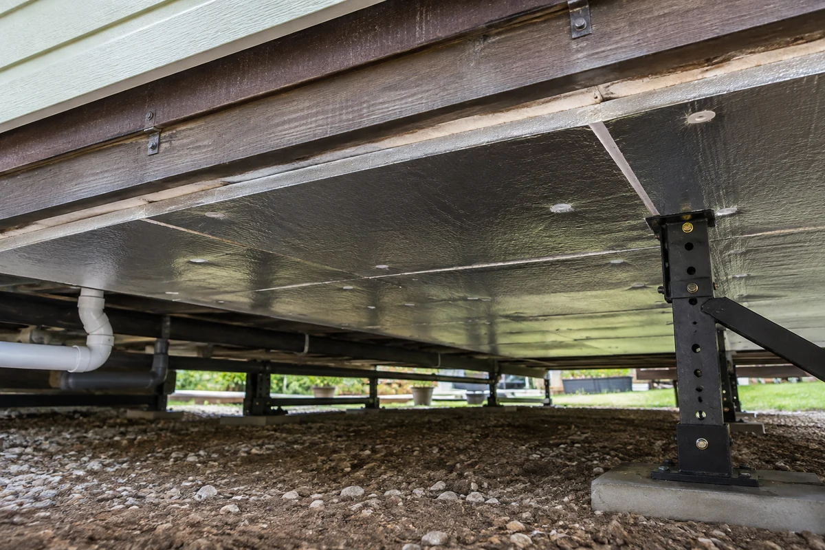 Celotex or Kingspan insulation sheets beneath a park home